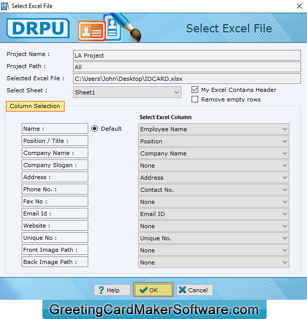 Select Excel File Select Excel File