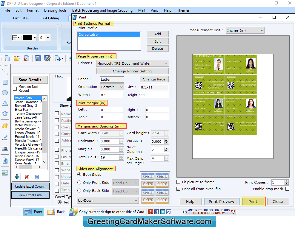 Print Settings Print Settings