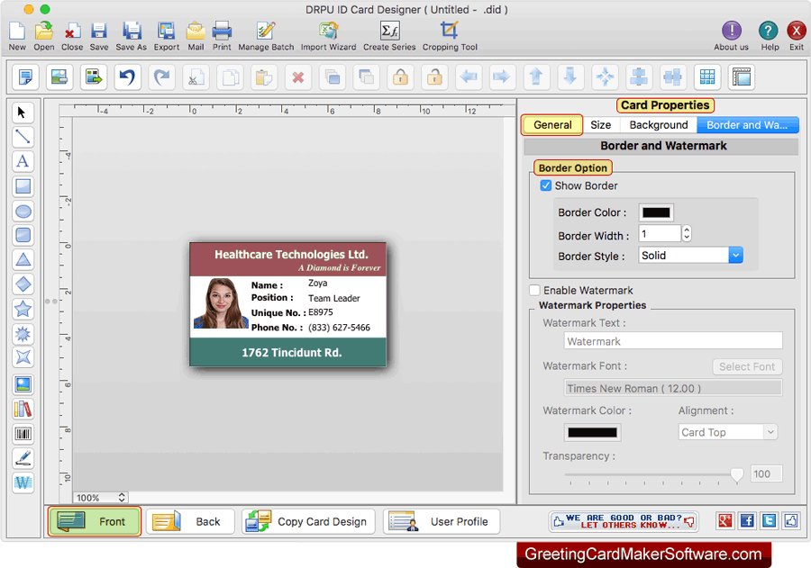 Mac ID Card Design Software Screenshots for designing and printing ID cards