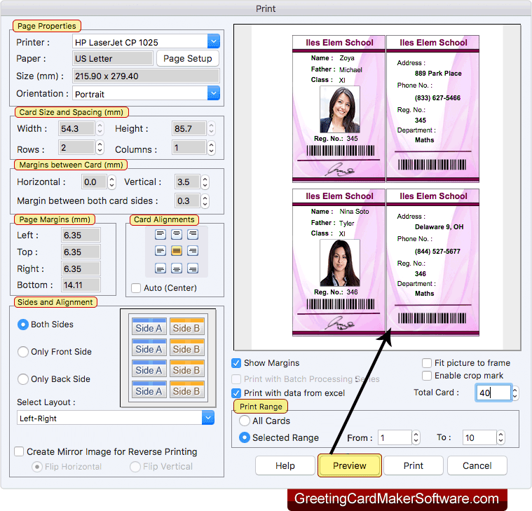 generate multiple id cards for students using mac student id cards