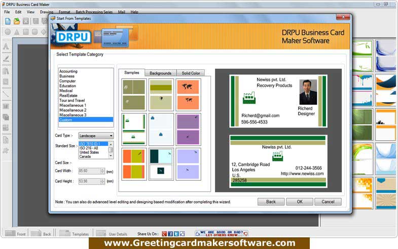 Business Cards Designer Program screenshot