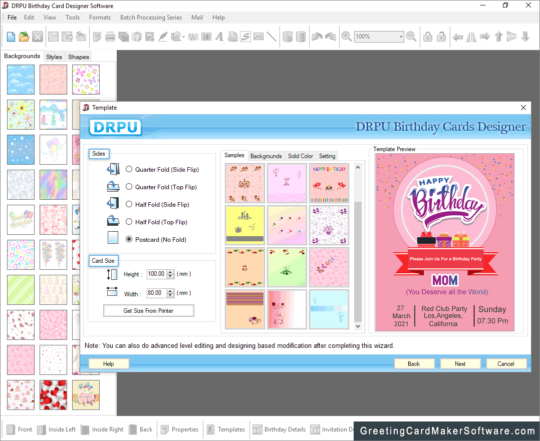Template Birthday Card Template