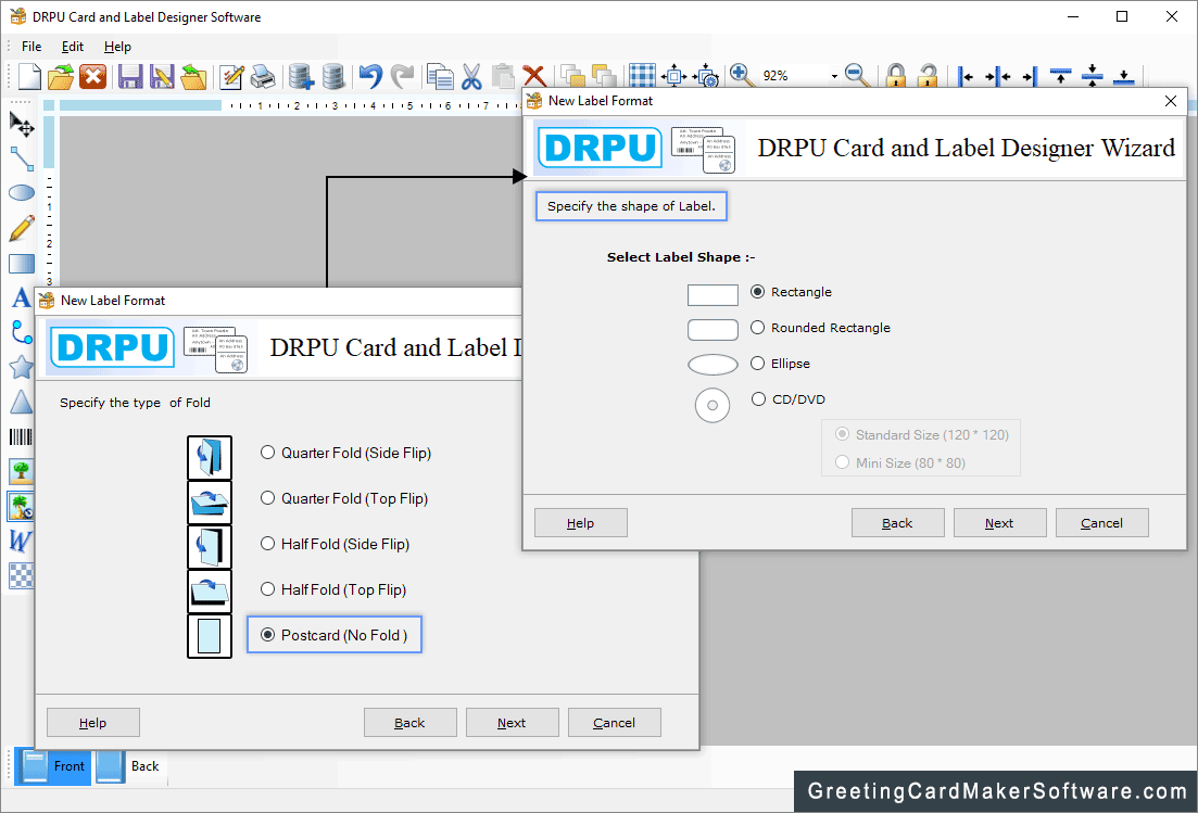 Specify the Shape of Label Select Label Shape