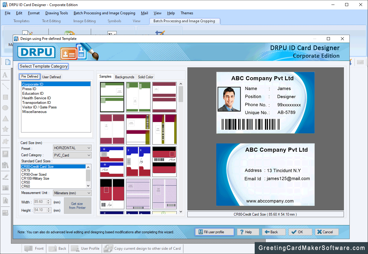 Select Template Category Select template category