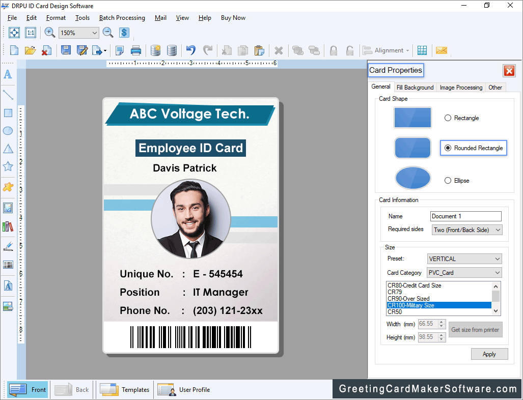 Card Properties ID Card Properties