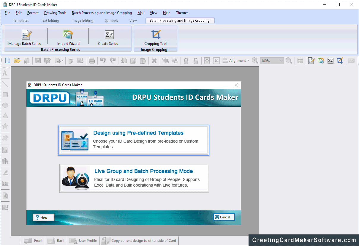 Design using Pre-defined Templates Student ID Cards Maker